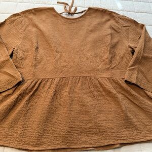 Madewell 1X Plus Mustard Gauze Flowy Top